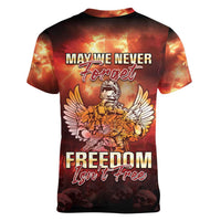 Hawaii Veterans Day Women V-Neck T-Shirt May We Never Forget Freedom Isn't Free