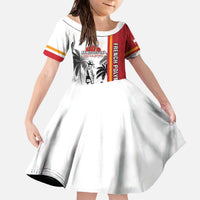 French Polynesia Armistice Day Family Matching Off The Shoulder Long Sleeve Dress and Hawaiian Shirt Lest We Forget Flag Style LT05 Daughter's Dress Red - Polynesian Pride