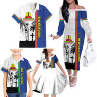 New Caledonia Armistice Day Family Matching Off The Shoulder Long Sleeve Dress and Hawaiian Shirt Lest We Forget Flag Style LT05 - Polynesian Pride