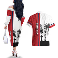 Wallis and Futuna Armistice Day Couples Matching Off The Shoulder Long Sleeve Dress and Hawaiian Shirt Lest We Forget Flag Style LT05 - Polynesian Pride