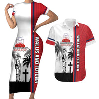 Wallis and Futuna Armistice Day Couples Matching Short Sleeve Bodycon Dress and Hawaiian Shirt Lest We Forget Flag Style LT05 White - Polynesian Pride