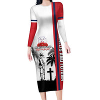Wallis and Futuna Armistice Day Family Matching Long Sleeve Bodycon Dress and Hawaiian Shirt Lest We Forget Flag Style LT05 Mom's Dress White - Polynesian Pride