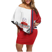 Wallis and Futuna Armistice Day Family Matching Off Shoulder Short Dress and Hawaiian Shirt Lest We Forget Flag Style LT05 Mom's Dress White - Polynesian Pride