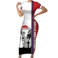 Wallis and Futuna Armistice Day Family Matching Short Sleeve Bodycon Dress and Hawaiian Shirt Lest We Forget Flag Style LT05 Mom's Dress White - Polynesian Pride