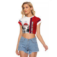 Wallis and Futuna Armistice Day Raglan Cropped T Shirt Lest We Forget Flag Style LT05 Female White - Polynesian Pride