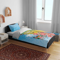 Malampa Fiji Day Bedding Set Tribal Pattern With Tropical Flowers - Polynesian Pride
