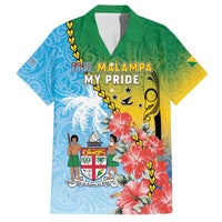 Personalised Malampa Fiji Day Family Matching Long Sleeve Bodycon Dress and Hawaiian Shirt Tribal Pattern With Tropical Flowers LT05 Dad's Shirt - Short Sleeve Colorful - Polynesian Pride