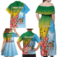 Personalised Malampa Fiji Day Family Matching Off Shoulder Maxi Dress and Hawaiian Shirt Tribal Pattern With Tropical Flowers LT05 - Polynesian Pride