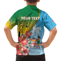 Personalised Malampa Fiji Day Kid Hawaiian Shirt Tribal Pattern With Tropical Flowers - Polynesian Pride