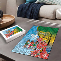 Malampa Fiji Day Puzzle Tribal Pattern With Tropical Flowers - Polynesian Pride