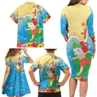 Christmas In Hawaii Family Matching Long Sleeve Bodycon Dress and Hawaiian Shirt Tis The Sea Sun LT05 - Polynesian Pride