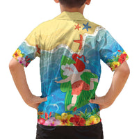 Christmas In Hawaii Family Matching Off The Shoulder Long Sleeve Dress and Hawaiian Shirt Tis The Sea Sun LT05 - Polynesian Pride