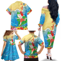 Christmas In Hawaii Family Matching Off The Shoulder Long Sleeve Dress and Hawaiian Shirt Tis The Sea Sun LT05 - Polynesian Pride