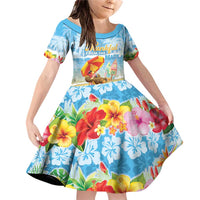 Personalised Hawaii Funny Thanksgiving Family Matching Off Shoulder Short Dress and Hawaiian Shirt Thankful From The Beach LT05 Daughter's Dress Blue - Polynesian Pride