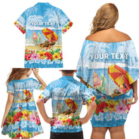 Personalised Hawaii Funny Thanksgiving Family Matching Off Shoulder Short Dress and Hawaiian Shirt Thankful From The Beach LT05 - Polynesian Pride