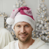 Bula Fiji Christmas Santa Hat Pink Plumeria Masi Tapa Pattern - Polynesian Pride