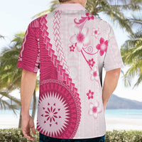 Bula Fiji Hawaiian Shirt Pink Plumeria Masi Tapa Pattern - Polynesian Pride