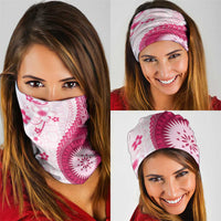Bula Fiji Neck Gaiter Pink Plumeria Masi Tapa Pattern - Polynesian Pride