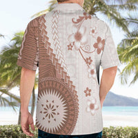 Bula Fiji Hawaiian Shirt Brown Plumeria Masi Tapa Pattern - Polynesian Pride