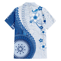 Bula Fiji Hawaiian Shirt Blue Plumeria Masi Tapa Pattern - Polynesian Pride