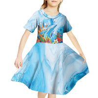 Polynesia Humpback Whale Kid Short Sleeve Dress Ocean Style