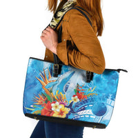 Polynesia Humpback Whale Leather Tote Bag Ocean Style