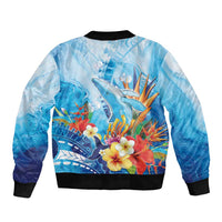 Polynesia Humpback Whale Sleeve Zip Bomber Jacket Ocean Style