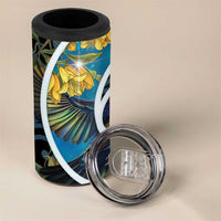 New Zealand Tui Bird 4 in 1 Can Cooler Tumbler Maori Koru With Kowhai Flowers LT05 - Polynesian Pride