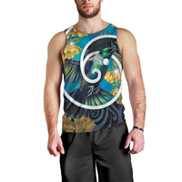 New Zealand Tui Bird Men Tank Top Maori Koru With Kowhai Flowers