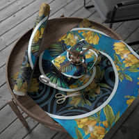 New Zealand Tui Bird Wrapping Paper Maori Koru With Kowhai Flowers