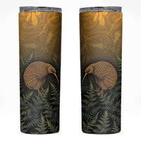 New Zealand Kiwi Bird Skinny Tumbler Silver Fern Mix Maori Pattern