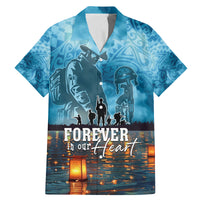 Hawaii Memorial Day Lantern Floating Family Matching Mermaid Dress and Hawaiian Shirt Always In Our Hearts LT05 Dad's Shirt - Short Sleeve Blue - Polynesian Pride