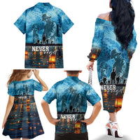 Hawaii Memorial Day Lantern Floating Family Matching Off The Shoulder Long Sleeve Dress and Hawaiian Shirt Always In Our Hearts LT05 - Polynesian Pride