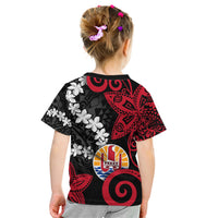 Tahiti Heiva Festival Kid T Shirt Floral Pattern With Coat Of Arms