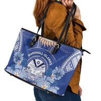 Marshall Islands Jemenei Day Leather Tote Bag Polynesian Tribal Tattoo Seashell Necklace LT05 - Polynesian Pride