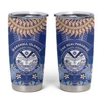 Marshall Islands Jemenei Day Tumbler Cup Polynesian Tribal Tattoo Seashell Necklace LT05 Blue - Polynesian Pride
