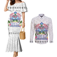 Guam Chamorro Liberation Day Couples Matching Mermaid Dress and Long Sleeve Button Shirt 82nd Anniversary LT05 White - Polynesian Pride