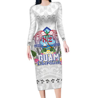 Guam Chamorro Liberation Day Family Matching Long Sleeve Bodycon Dress and Hawaiian Shirt 82nd Anniversary LT05 Mom's Dress White - Polynesian Pride