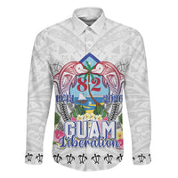 Guam Chamorro Liberation Day Family Matching Off The Shoulder Long Sleeve Dress and Hawaiian Shirt 82nd Anniversary LT05 Dad's Shirt - Long Sleeve White - Polynesian Pride