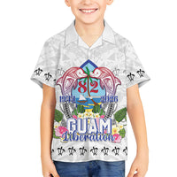 Guam Chamorro Liberation Day Family Matching Off The Shoulder Long Sleeve Dress and Hawaiian Shirt 82nd Anniversary LT05 Son's Shirt White - Polynesian Pride