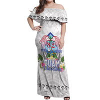 Guam Chamorro Liberation Day Off Shoulder Maxi Dress 82nd Anniversary LT05 Women White - Polynesian Pride