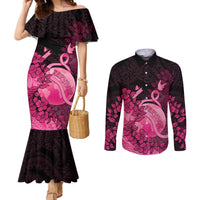 Personalised Cancer Fighter Couples Matching Mermaid Dress and Long Sleeve Button Shirt I Beat Cancer