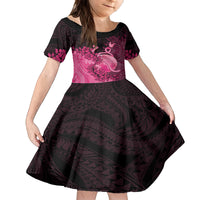 Personalised Cancer Fighter Family Matching Off Shoulder Short Dress and Hawaiian Shirt I Beat Cancer LT05 Daughter's Dress Pink - Polynesian Pride