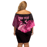 Personalised Cancer Fighter Family Matching Off Shoulder Short Dress and Hawaiian Shirt I Beat Cancer LT05 - Polynesian Pride