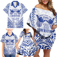 Northern Mariana Islands Liberation Day Family Matching Off Shoulder Short Dress and Hawaiian Shirt 79th Anniversary LT05 - Polynesian Pride