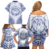 Northern Mariana Islands Liberation Day Family Matching Off Shoulder Short Dress and Hawaiian Shirt 79th Anniversary LT05 - Polynesian Pride