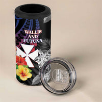 Personalised Wallis and Futuna Bastille Day 4 in 1 Can Cooler Tumbler Tropical Turtle Hibiscus Polynesian Pattern LT05 - Polynesian Pride