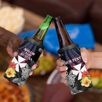 Personalised Wallis and Futuna Bastille Day 4 in 1 Can Cooler Tumbler Tropical Turtle Hibiscus Polynesian Pattern LT05 - Polynesian Pride