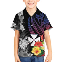 Wallis and Futuna Bastille Day Family Matching Tank Maxi Dress and Hawaiian Shirt Tropical Turtle Hibiscus Polynesian Pattern LT05 Son's Shirt Black - Polynesian Pride