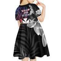 Wallis and Futuna Bastille Day Kid Short Sleeve Dress Tropical Turtle Hibiscus Polynesian Pattern LT05 - Polynesian Pride